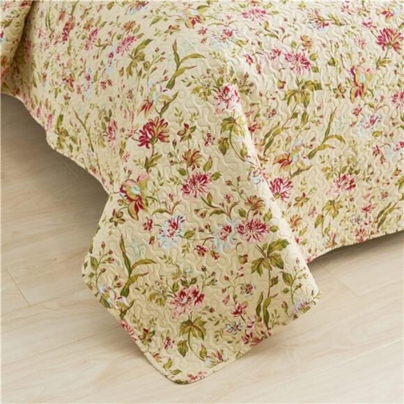 Floral Quilt Set King Size, Reversible Cotton Quilt Bedding Set - Picture 4 of 7
